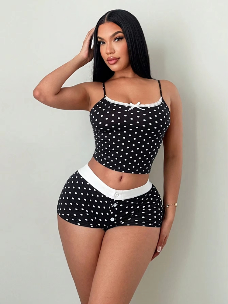 Shorts - American Fashion Polka Dot Printing Lace