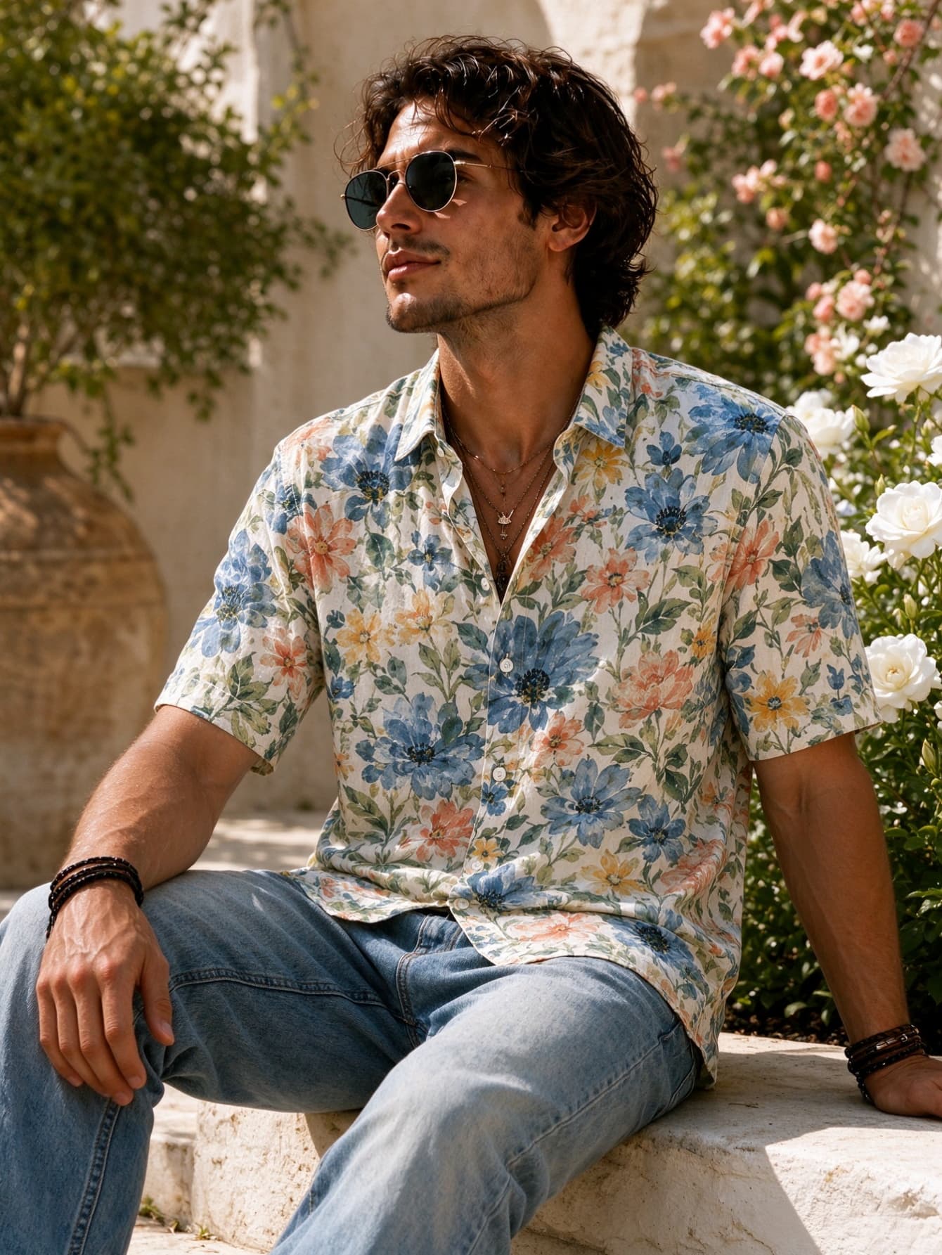 Men's short sleeve button shir - огляд і ціна Vintage Hawaiian Floral Shirt