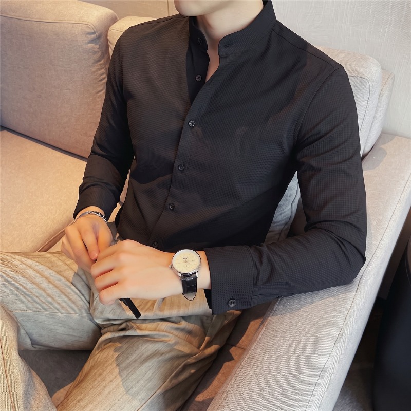 Men's Mandarin Collar Long Sle - огляд і ціна Mandarin Collar Formal Shirt Slim Fit