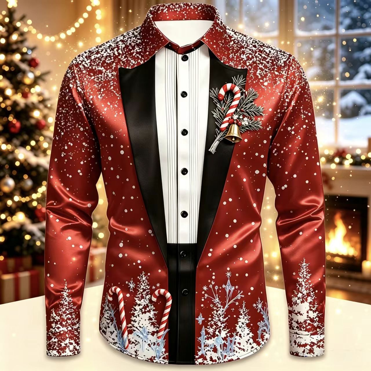 Men Christmas Satin Long Sleev - огляд і ціна Mens Satin Silk Dress Shirt