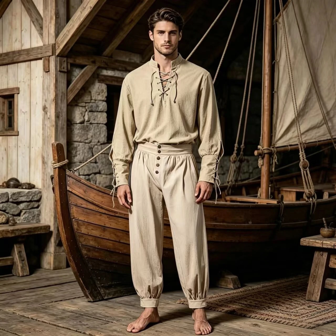 2Pcs Men Medieval Renaissance  - огляд і ціна Shirts