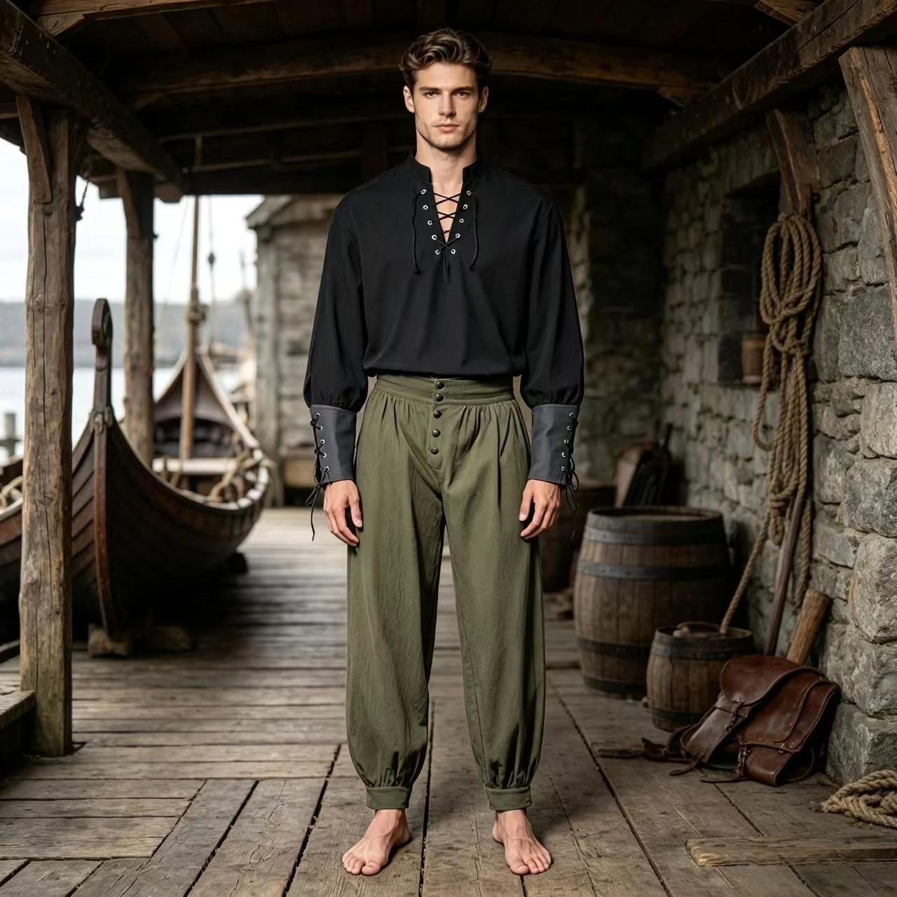 2Pcs Men Medieval Renaissance  - огляд і ціна Shirts