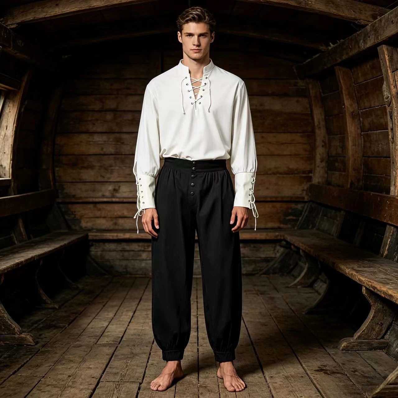 2Pcs Men Medieval Renaissance  - огляд і ціна Shirts