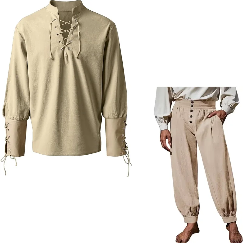2Pcs Men Medieval Renaissance  - огляд і ціна Shirts