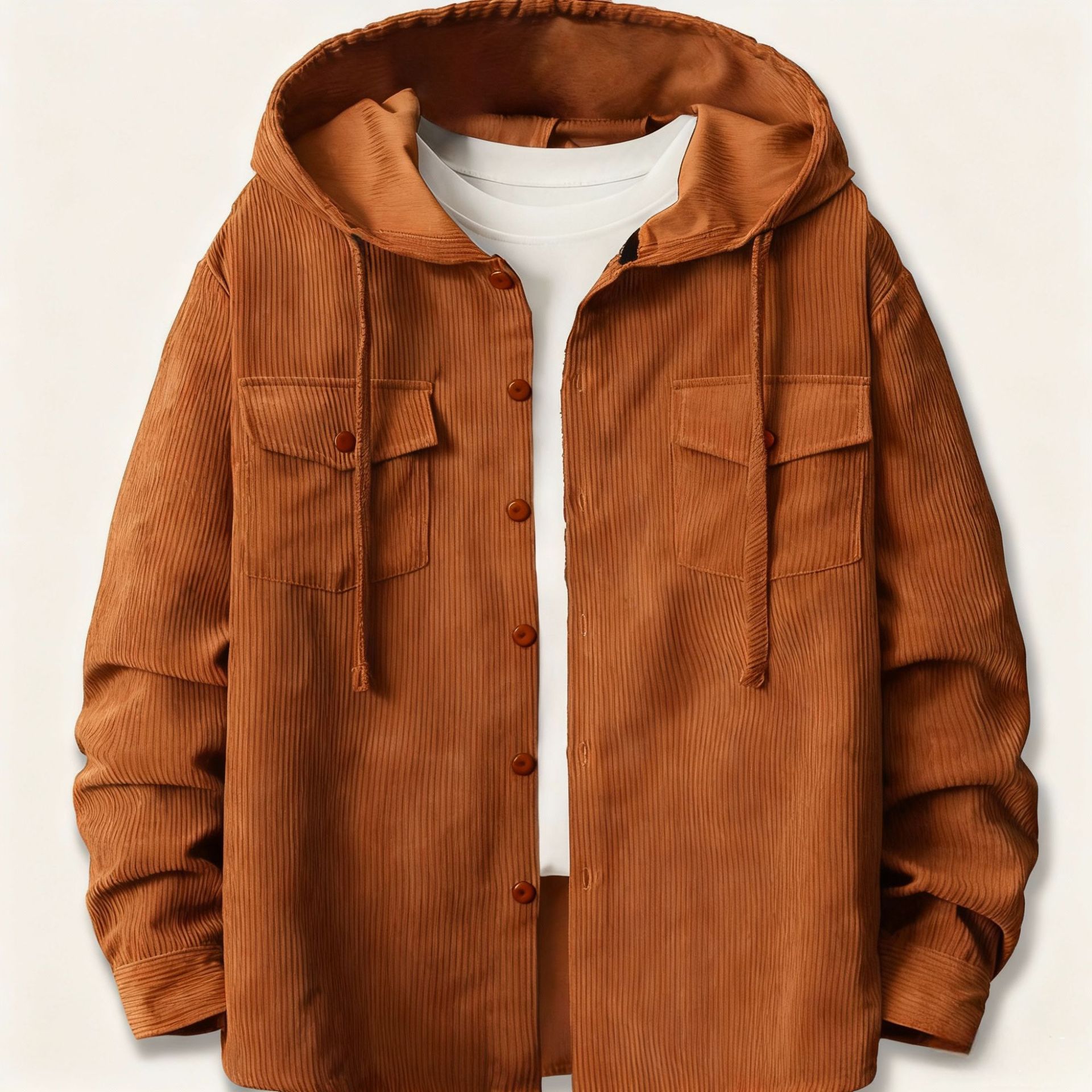 Mens Loose Corduroy Hooded But - огляд і ціна Corduroy Button Up Shirt Men